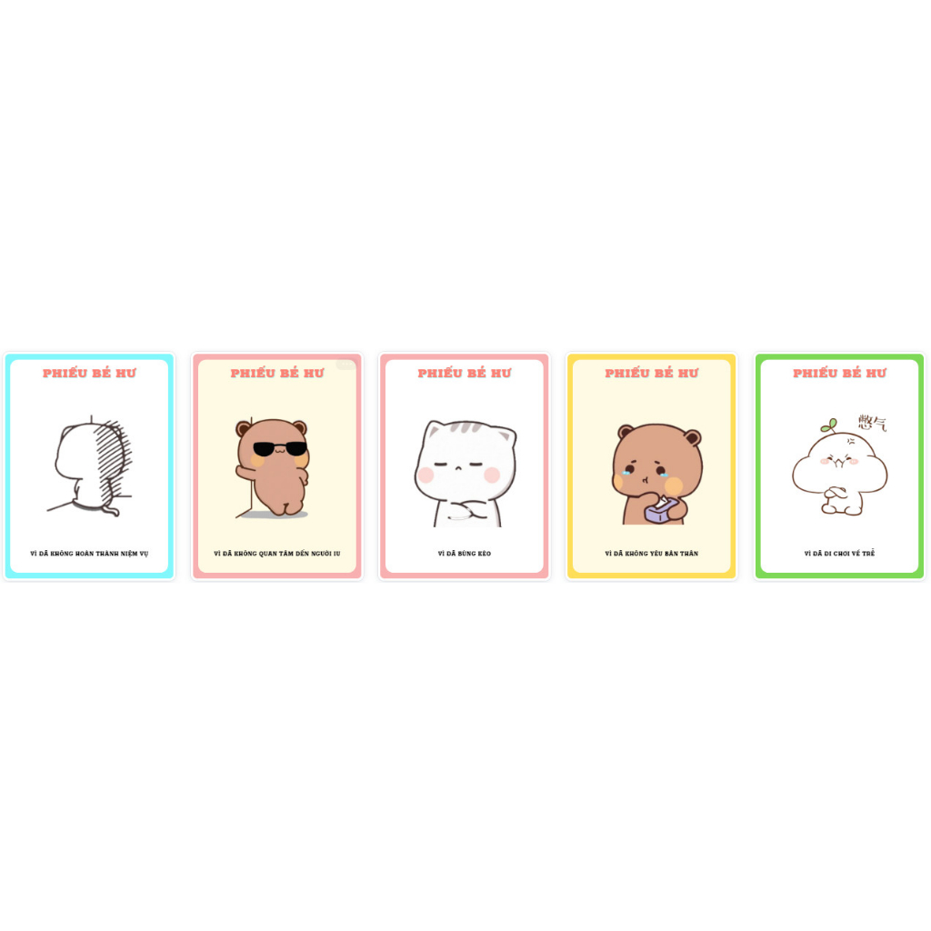 Set 5 Phiếu Bé Hư Đáng Yêu Dành Tặng Người Yêu
