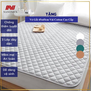 Tấm bảo vệ đệm chống thấm nước Nanomex trần bông có 3 lớp tiêu chuẩn khách sạn 3-5 sao, dùng cho gia đình