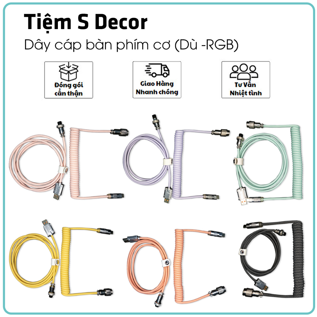 Dây Cáp Bàn Phím Cơ, Cáp Lò xo, Loại Type C, Customize | BigBuy360 - bigbuy360.vn