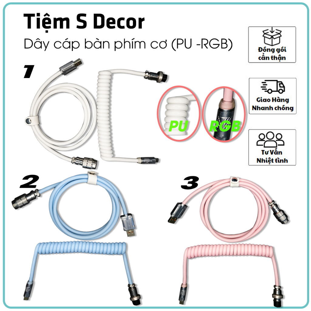 Dây Cáp Bàn Phím Cơ, Cáp Lò xo, Loại Type C, Customize | BigBuy360 - bigbuy360.vn
