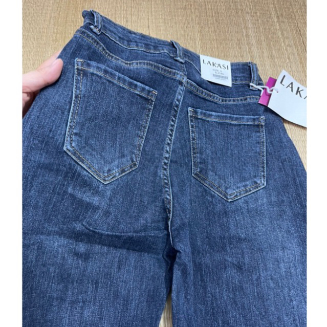 Quần jean nữ boyfriend xanh trơn, săn gấu đẹp