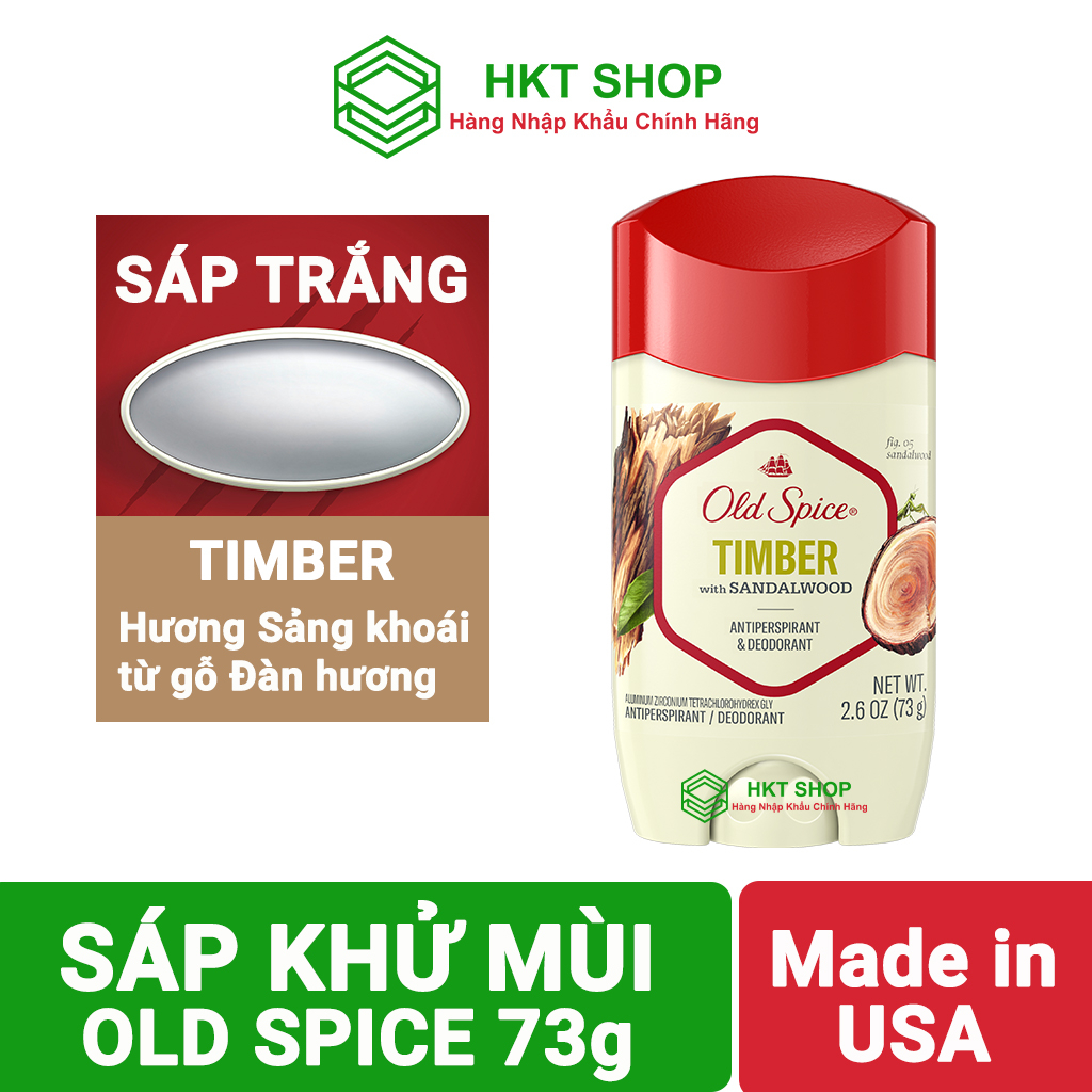 Sáp khử mùi Old Spice Timber 73g (Sáp trắng - Khử mùi và ngăn tiết mồ hôi) - HKT Shop