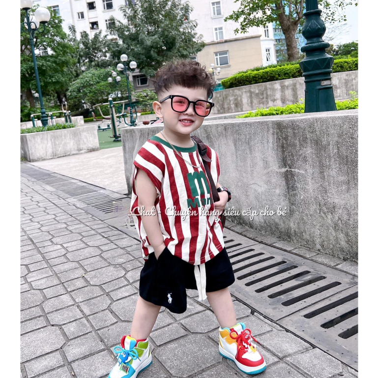 Bộ Mrani họa tiết kẻ đáng yêu chất thun cotton 100% hot nhất hè 2023 cho bé trai  SHOP BÔM BÔM KIDS