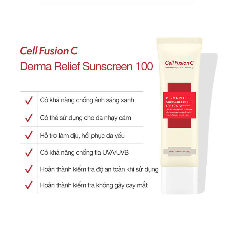 [COMBO 50ml + 35ml] Kem Chống Nắng Cho Mọi Loại Da Cell Fusion C Derma Relief Sunscreen 100 SPF 50+ / PA++++