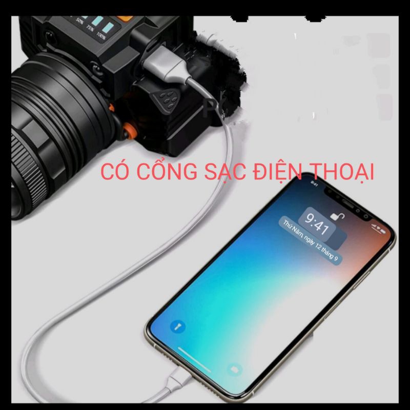 Đèn pin đội đầu 1 bóng cảm biến vẫy tay🥰 FREE SHIP🥰 Đèn đội đầu siêu sáng có zoom xa gần hiển thị pin | BigBuy360 - bigbuy360.vn