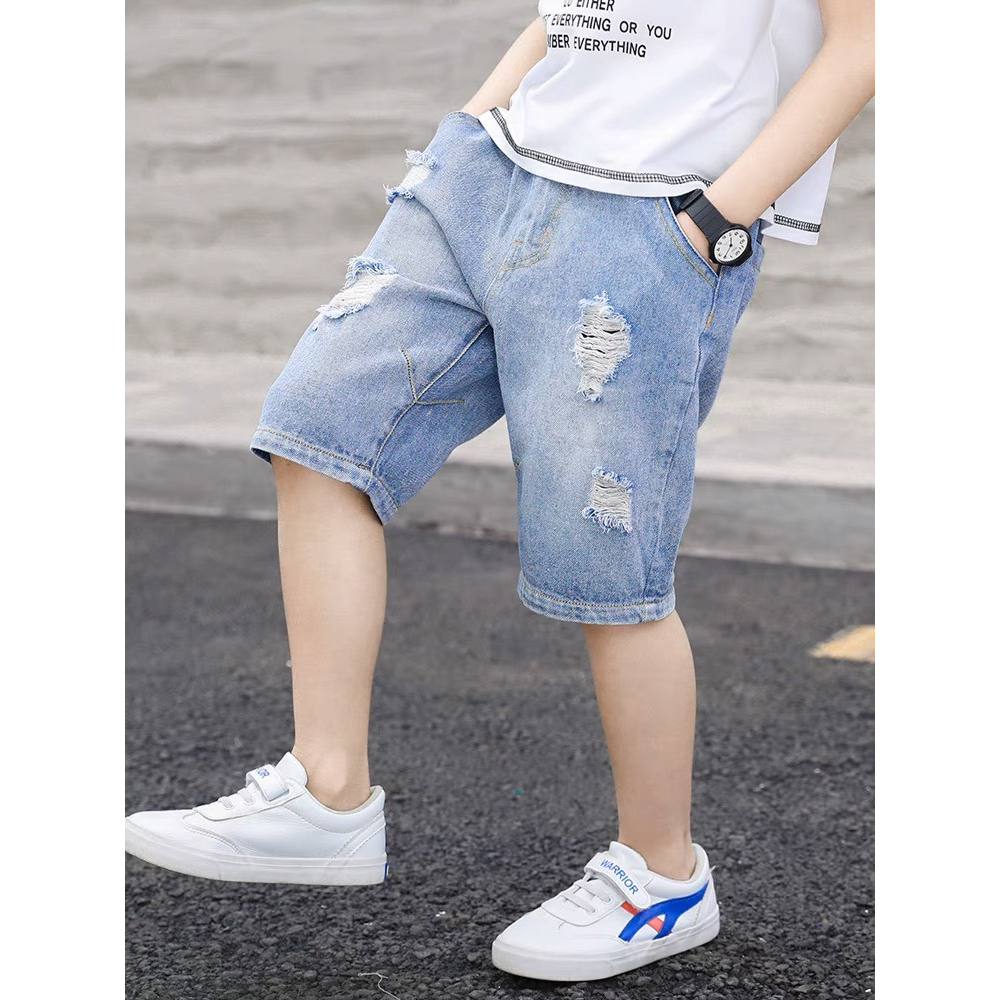 Quần sooc jeans phối rách phong cách thời thượng cá tính mới nhất hè 2023 cho bé trai  SHOP BÔM BÔM KIDS