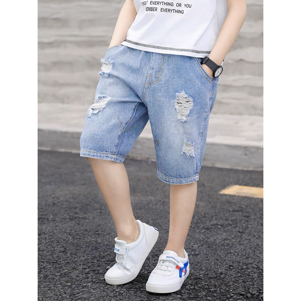 Quần sooc jeans phối rách phong cách thời thượng cá tính mới nhất hè 2023 cho bé trai  SHOP BÔM BÔM KIDS