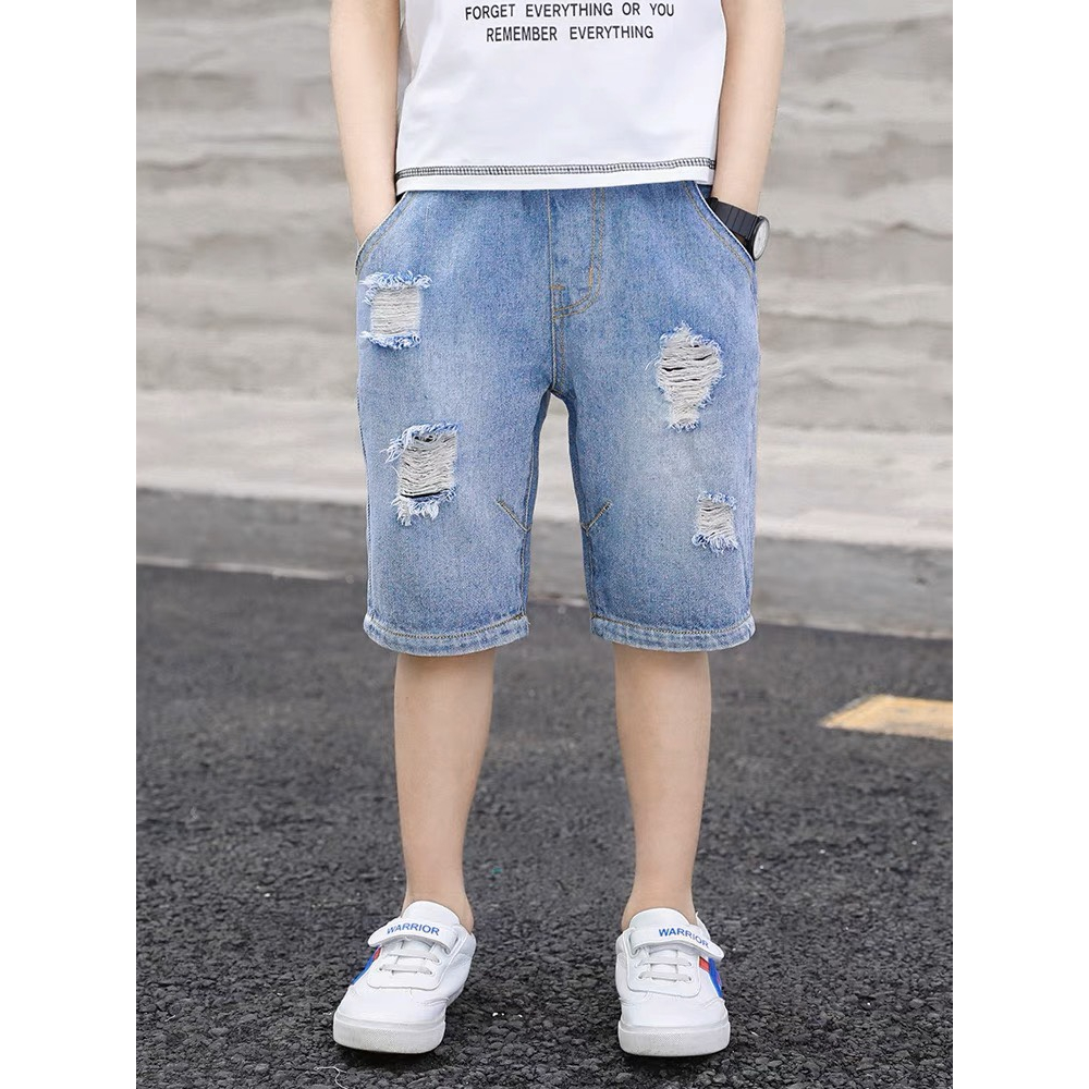 Quần sooc jeans phối rách phong cách thời thượng cá tính mới nhất hè 2023 cho bé trai  SHOP BÔM BÔM KIDS