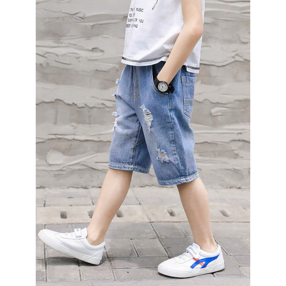 Quần sooc jeans phối rách phong cách thời thượng cá tính mới nhất hè 2023 cho bé trai  SHOP BÔM BÔM KIDS
