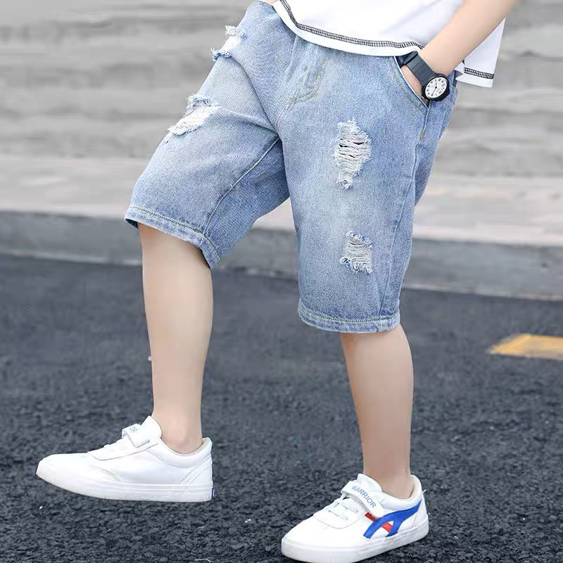 Quần sooc jeans phối rách phong cách thời thượng cá tính mới nhất hè 2023 cho bé trai  SHOP BÔM BÔM KIDS