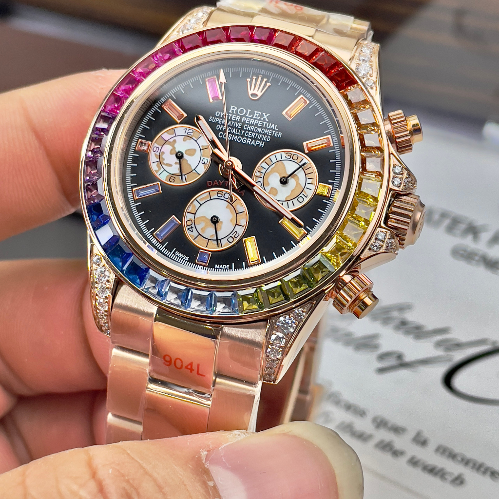 Đồng hồ Nam Rolex 7 màu 6kim  máy nhật chạy cơ Automatic size 41mm nhiều màu