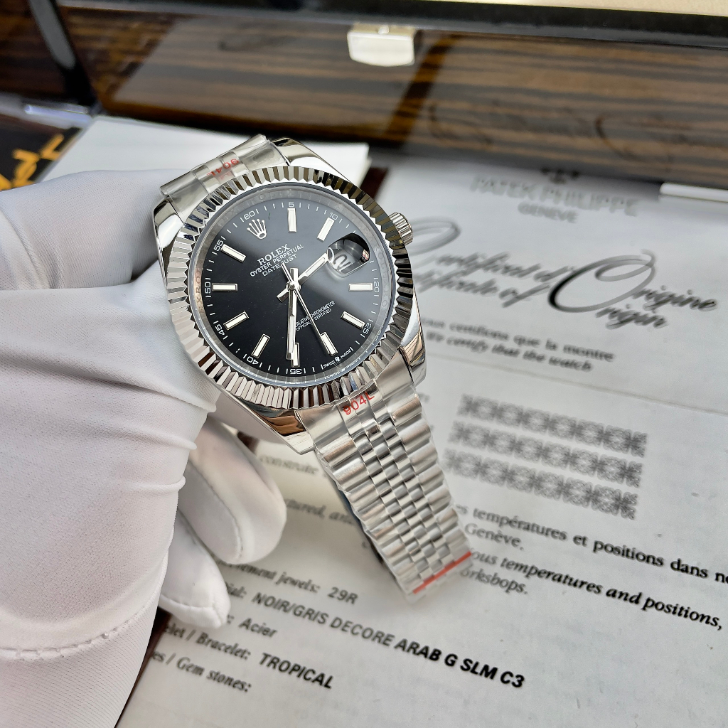 Đồng hồ Nam Rolexs máy nhật đẹp dòng cơ Automatic size 38mm-41mm mặt đen, xám