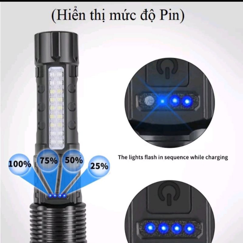 Đèn pin siêu sáng A76 chiếu xa 500m 🥰FREE SHIP🥰có Zoom xa gần, chống nước IPX4, pin trâu chip COB Led tâm tròn 7 chế độ | BigBuy360 - bigbuy360.vn