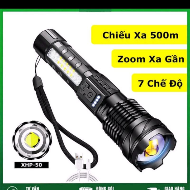 Đèn pin siêu sáng A76 chiếu xa 500m 🥰FREE SHIP🥰có Zoom xa gần, chống nước IPX4, pin trâu chip COB Led tâm tròn 7 chế độ | BigBuy360 - bigbuy360.vn