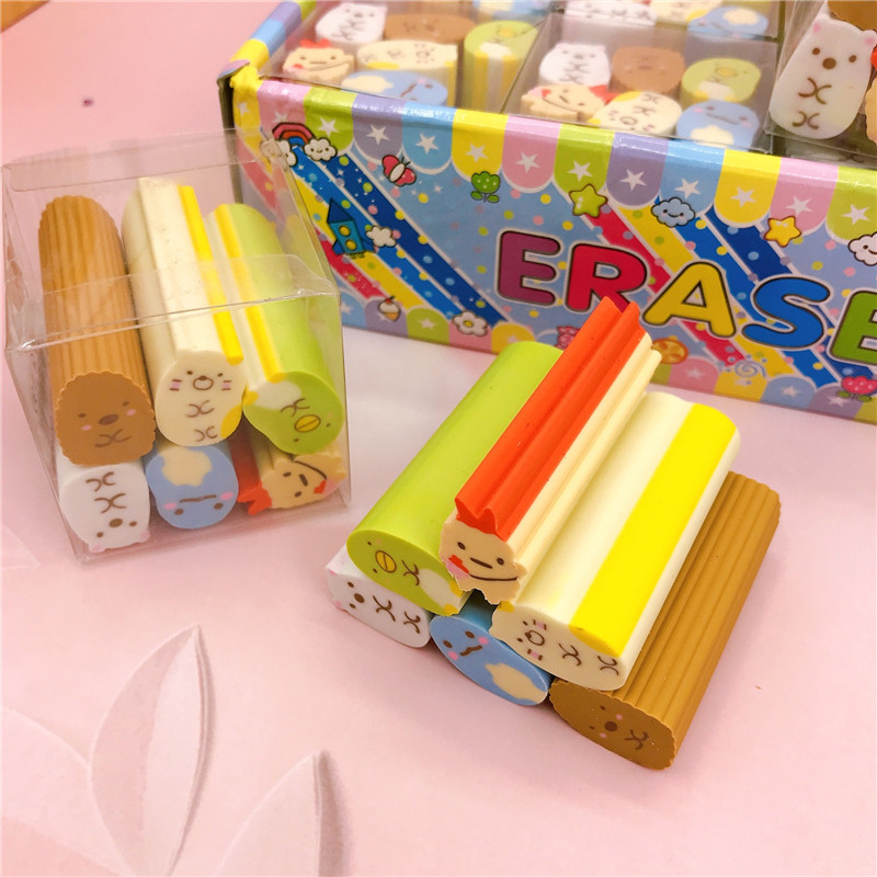 Set 6 gôm tẩy bút chì hình gia đình bánh bao dễ thương
