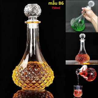 Vỏ Chai Đựng Rượu Thủy Tinh 750ML mẫu cam lộ giác kim cương - Vỏ Chai Rượu Độc Lạ (B6)