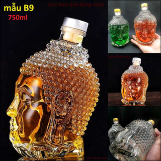 Chai Thủy Tinh Đựng Rượu 750ML mẫu phật – Vỏ Chai Rượu Đẹp - Bình Đựng Ruou (B9)