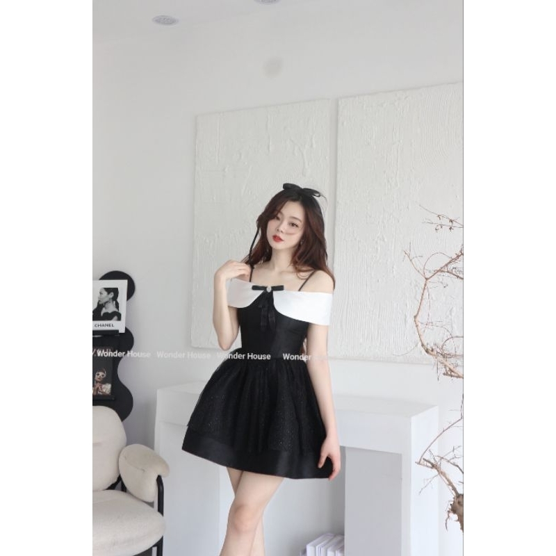 Đầm thiết kế Wonder House trễ vai phối trắng tiểu thư quý tộc- Butterfly Dress