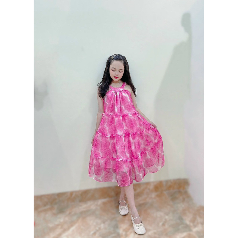 Váy maxi hoa 3D cao cấp size đại cồ cho bé gái