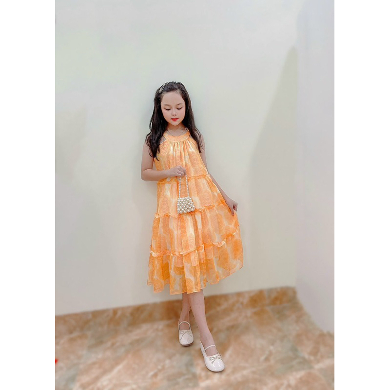 Váy maxi hoa 3D cao cấp size đại cồ cho bé gái