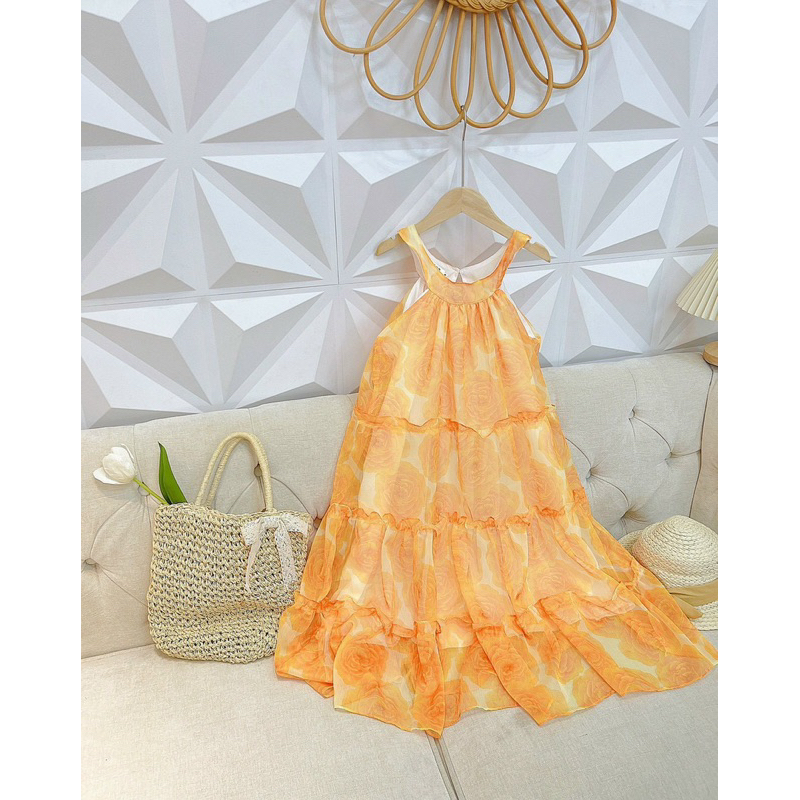 Váy maxi hoa 3D cao cấp size đại cồ cho bé gái