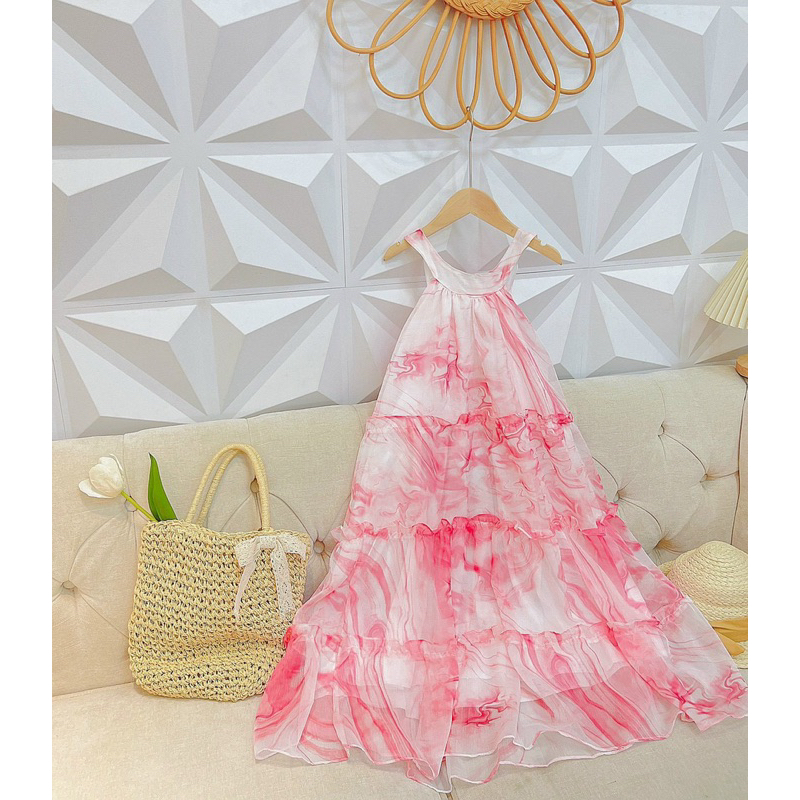 Váy maxi hoa 3D cao cấp size đại cồ cho bé gái