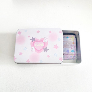 Hộp thiếc hồng đựng card/ stickers