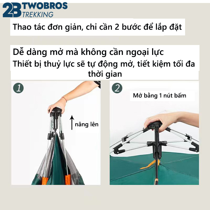 Lều Cắm Trại, Lều Dã Ngoại camping gấp gọn Tự Bung 2 Cửa 2 Lớp Thông Thoáng, chống nắng, chống mưa cao cấp