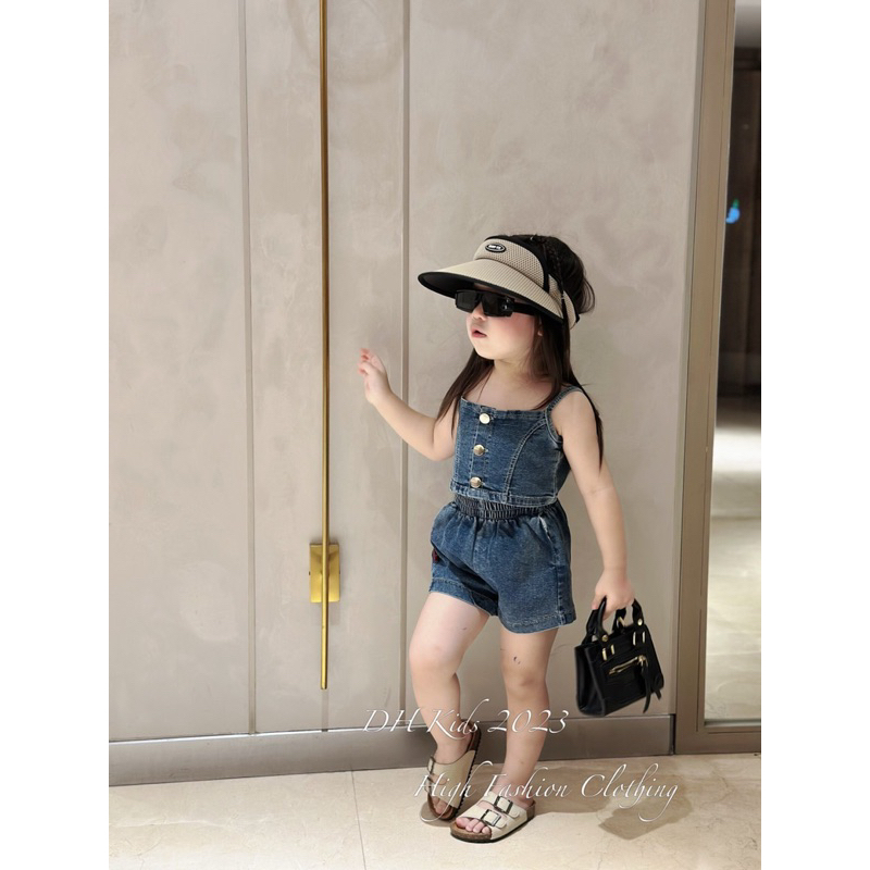 Set bộ bò 2 dây cao cấp cho bé gái