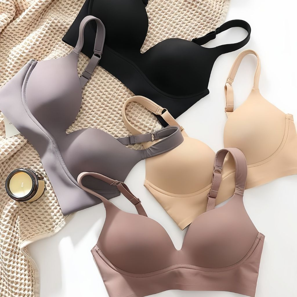 Áo Lót Su Đúc Trơn Bản To Quả Chéo Không Gọng Mút Mỏng Nâng Ngực Tự Nhiên