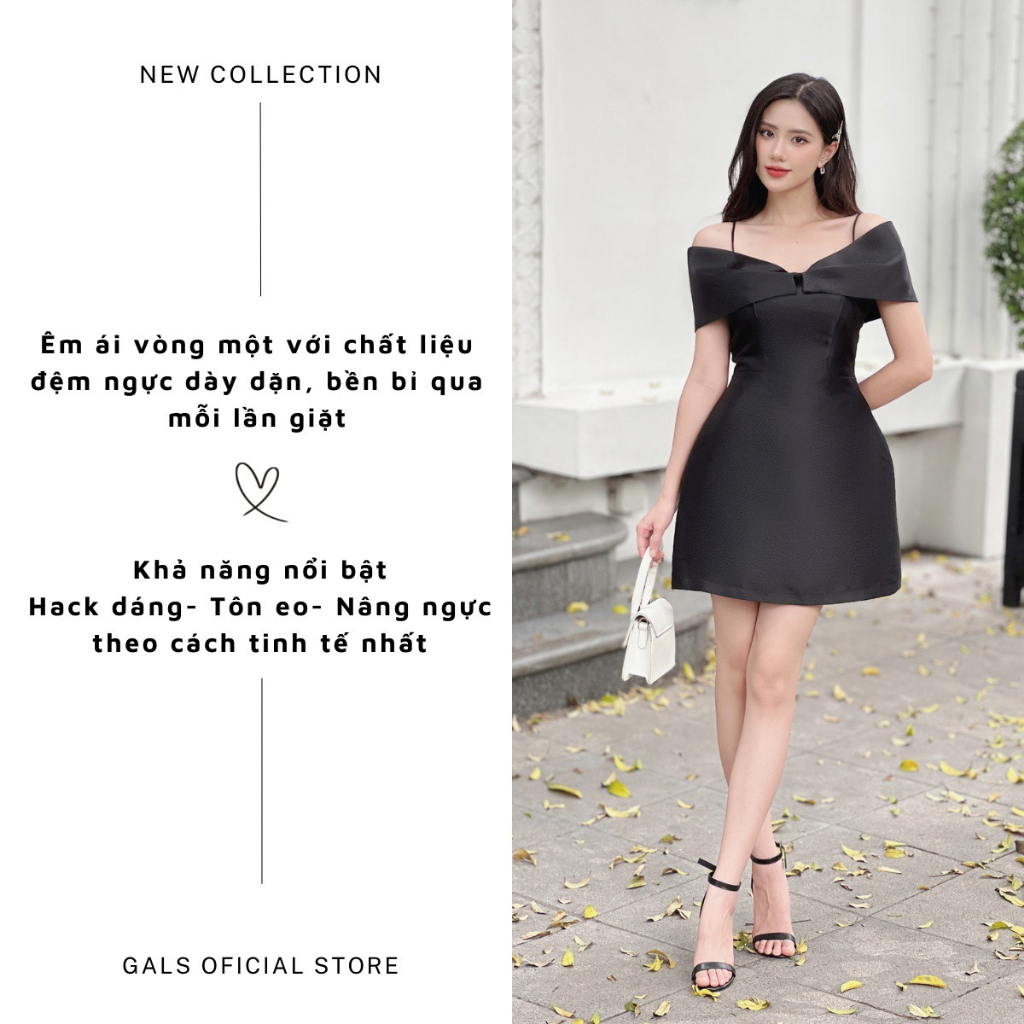 Váy nữ thiết kế Cellina Dress ôm vai tôn dáng dự tiệc sang trọng - Đen