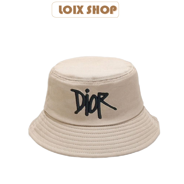 Mũ bucket 2 mặt Thêu Dior tai bèo vành nón trơn cụp unisex phù hợp nam nữ