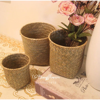 Giỏ cói trồng cây trang trí decor, đựng đồ, cắm hoa