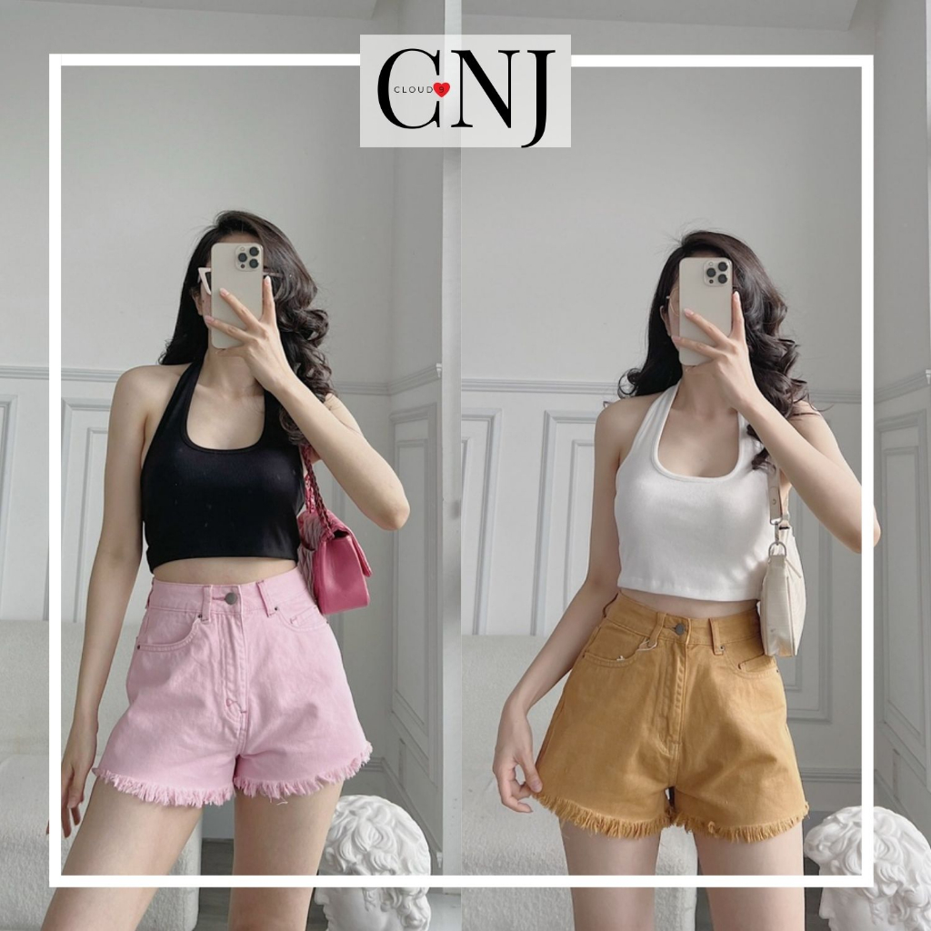 Áo croptop cổ yếm chất liệu thun gân siêu dày dặn, áo cổ yếm hai dây dáng ngắn croptop siêu tôn dáng, áo ống nữ kiểu đẹp