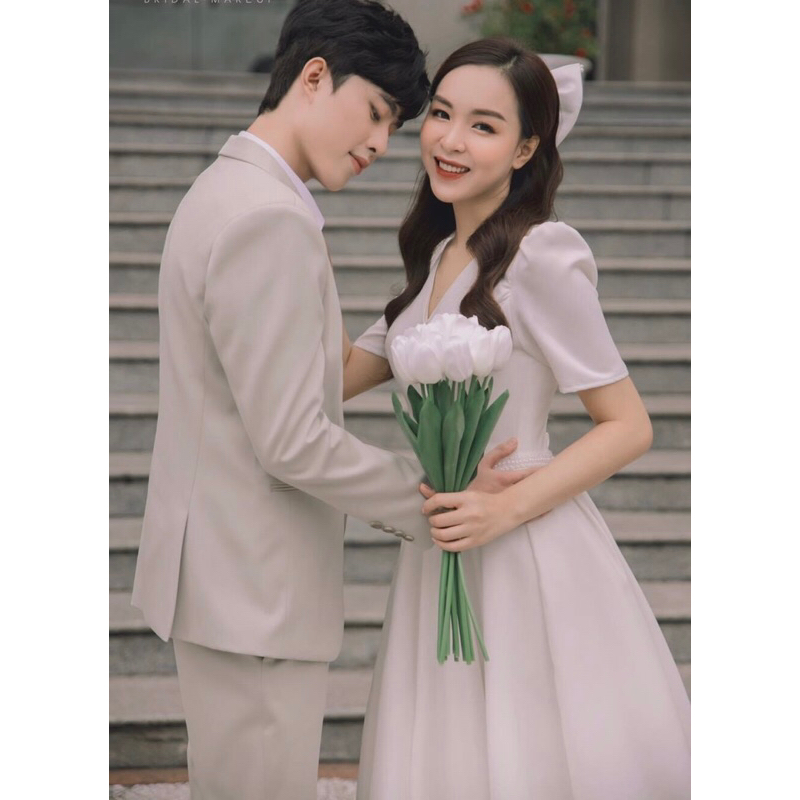 Váy cưới đi bàn suông cao cấp