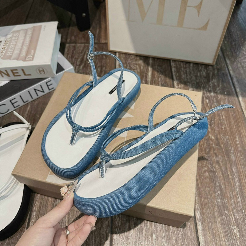 Sandal xuồng kẹp dây sợi nhuyễn nhung cao 3 cm