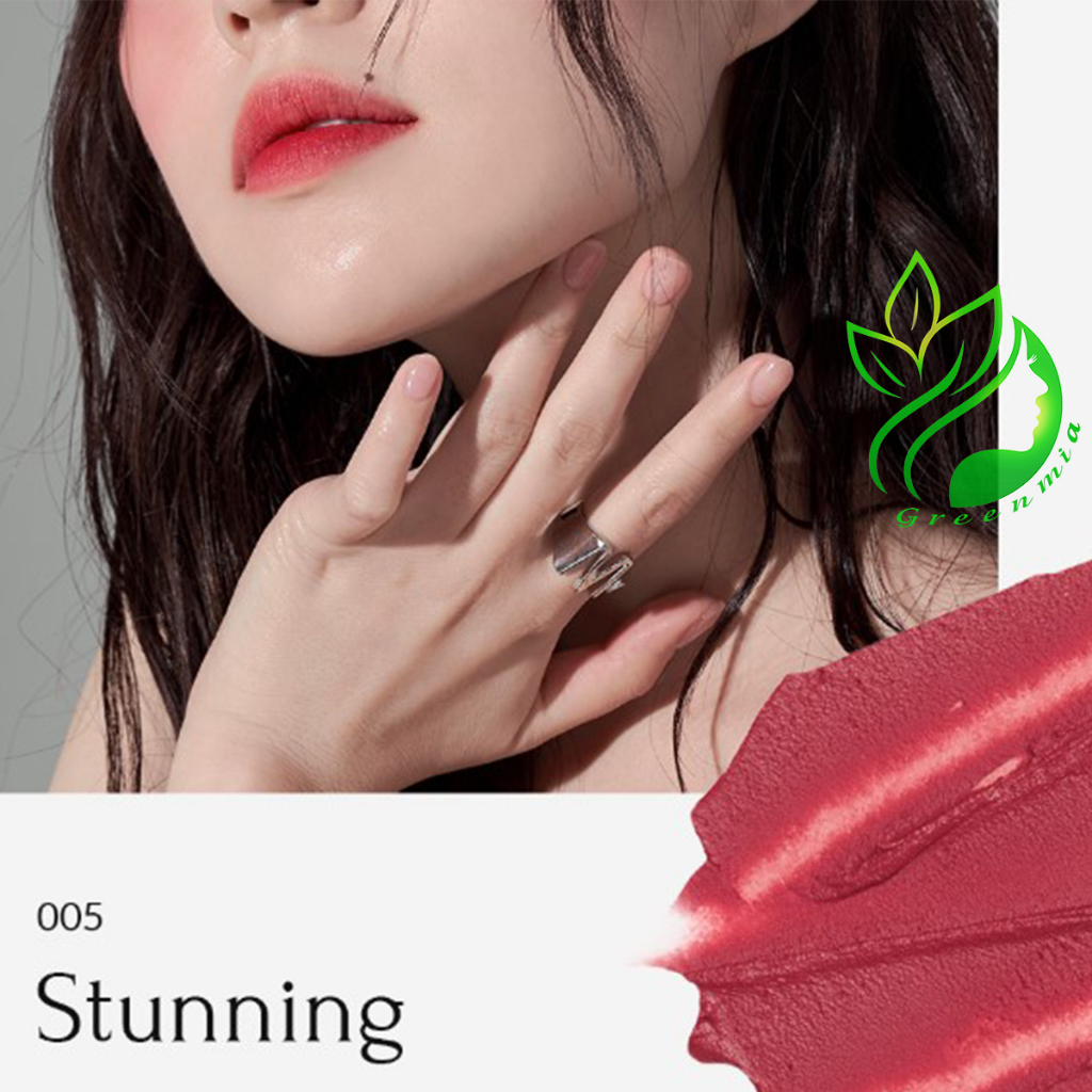 Son Muzigae Mansion Objet Liquid 005 Stunning Hồng Đào Son Hữu Cơ Thuần Chay