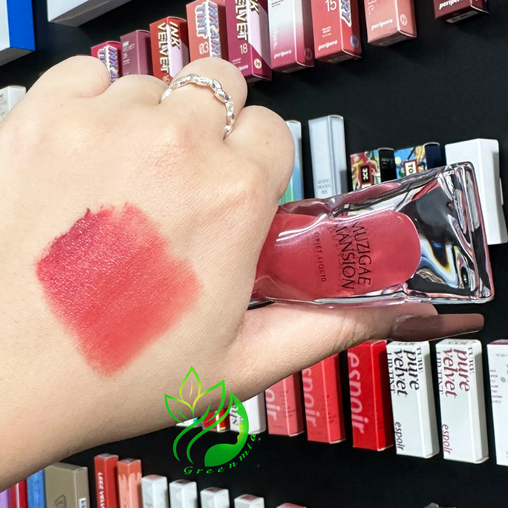 Son Muzigae Mansion Objet Liquid 005 Stunning Hồng Đào Son Hữu Cơ Thuần Chay