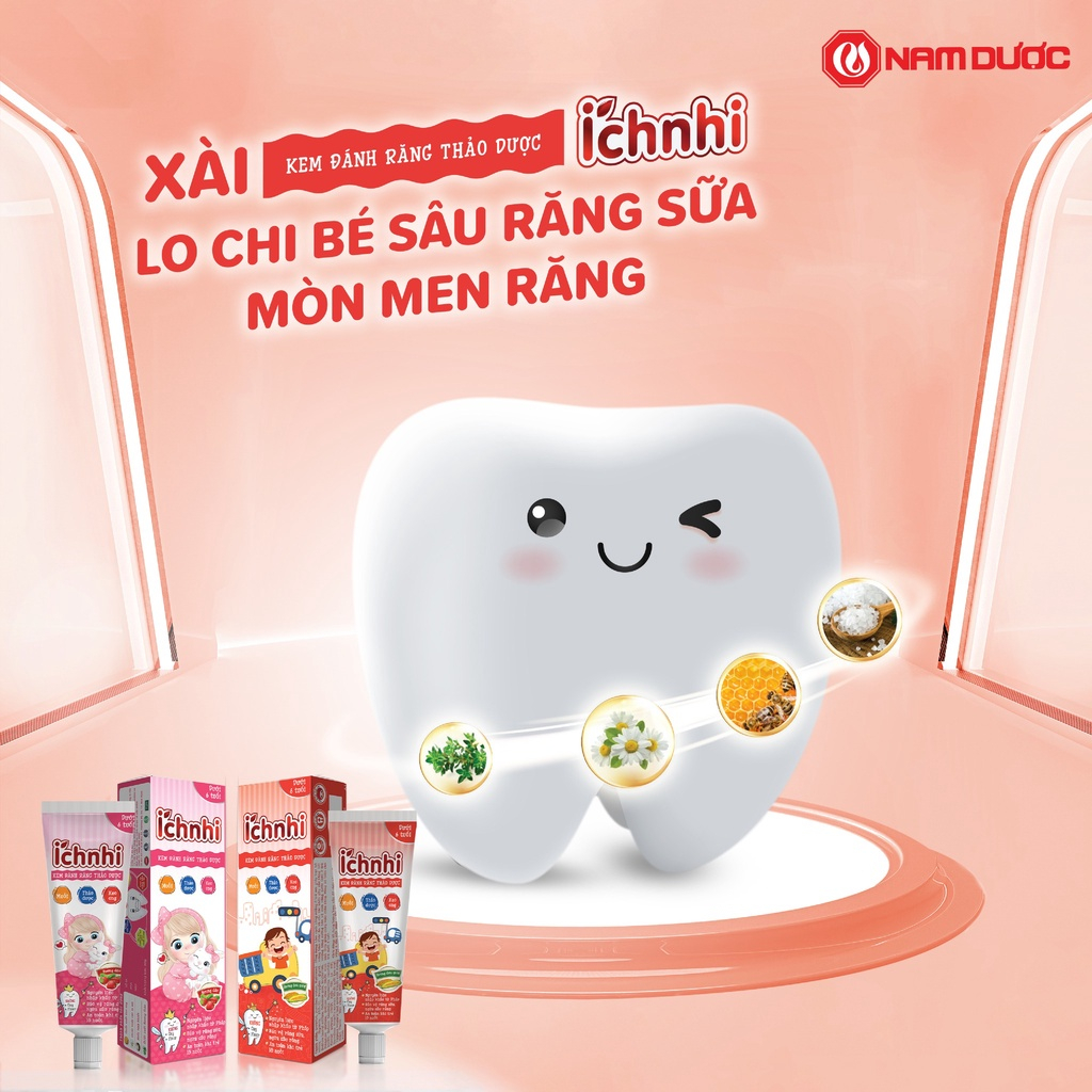 Kem đánh răng thảo dược Ích Nhi hương dâu/ dưa gang 50g (dưới 6 tuổi)