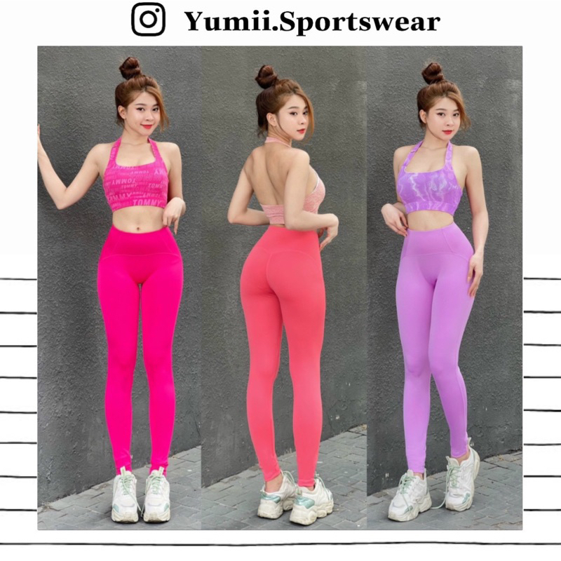 Bộ Quần Áo Thể Thao Tập Gym Yoga Nữ - Set Đồ Tập Thể Thao Dài Hoạ Tiết Bra Yếm Siêu Xinh, Chất Thun Polly Mềm
