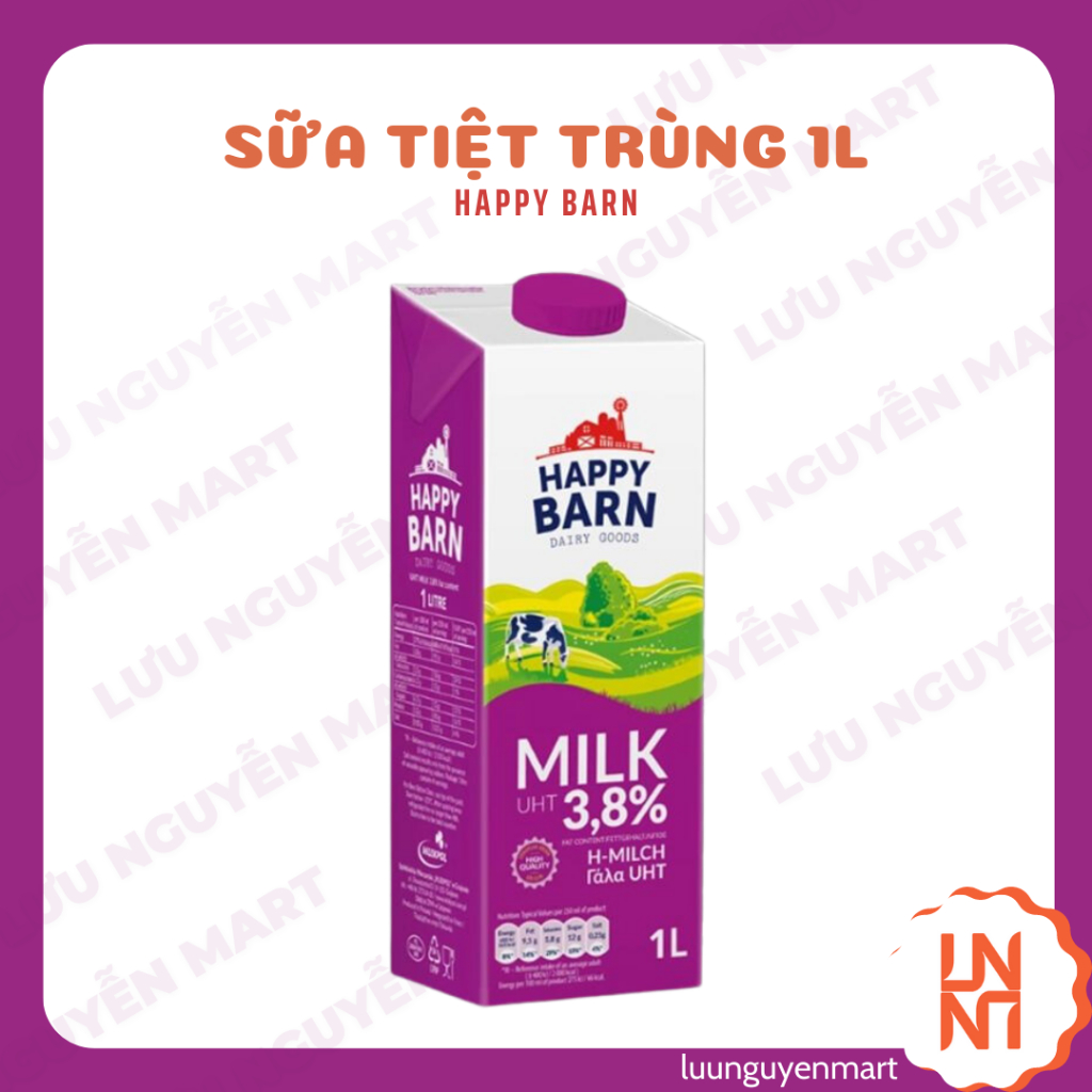 Sữa Tươi Tiệt Trùng Không Đường Happy Barn 1L