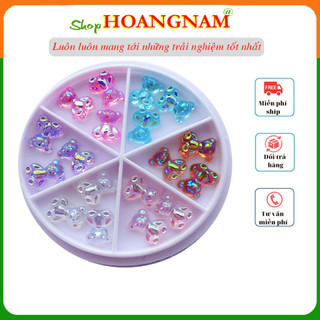 Khay tròn 15 charm nơ gấu chăm sóc trang trí móng làm nail mi thời trang nữ phun xăm shop hoangnamnail