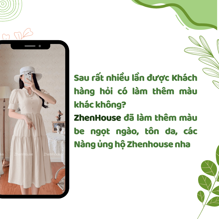 Váy Cổ Tàu Dáng Dài Chất Đũi Không Nhăn Phong Cách Tiểu Thư VH12 ZhenHouse