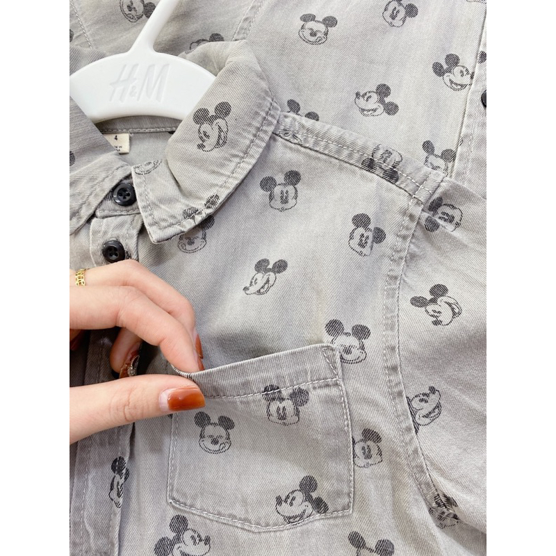 Áo sơ mi Mickey cộc tay dư xịn