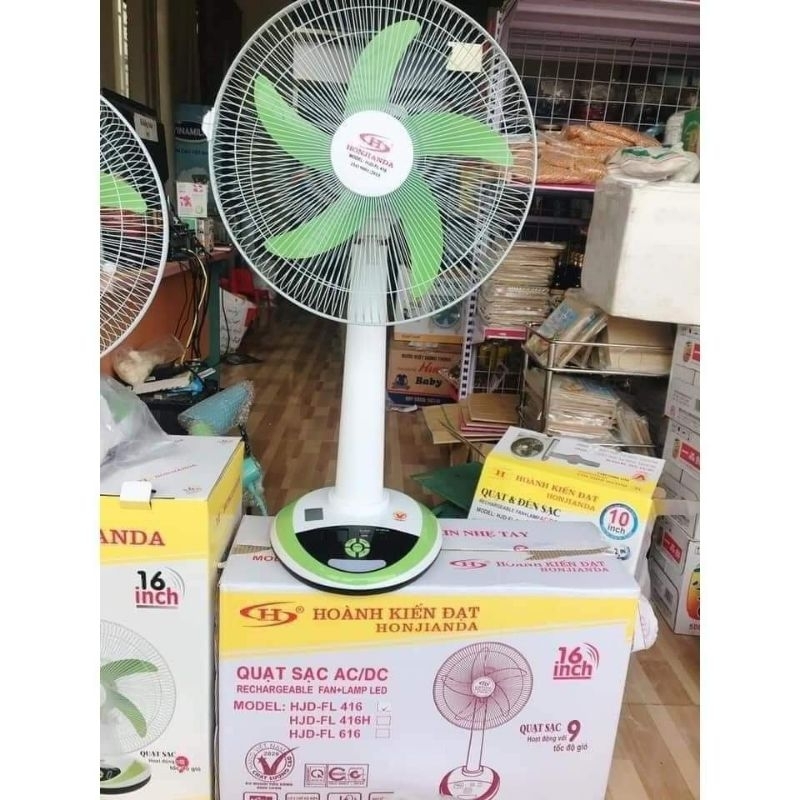 Quạt tích điện cây honjinada 16inch 2 bình. Bảo hàng 6 tháng
