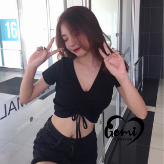 Áo croptop rút ngực tay ngắn