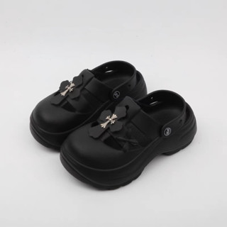  Dép crocs đi mưa đế cao màu đen phong cách 