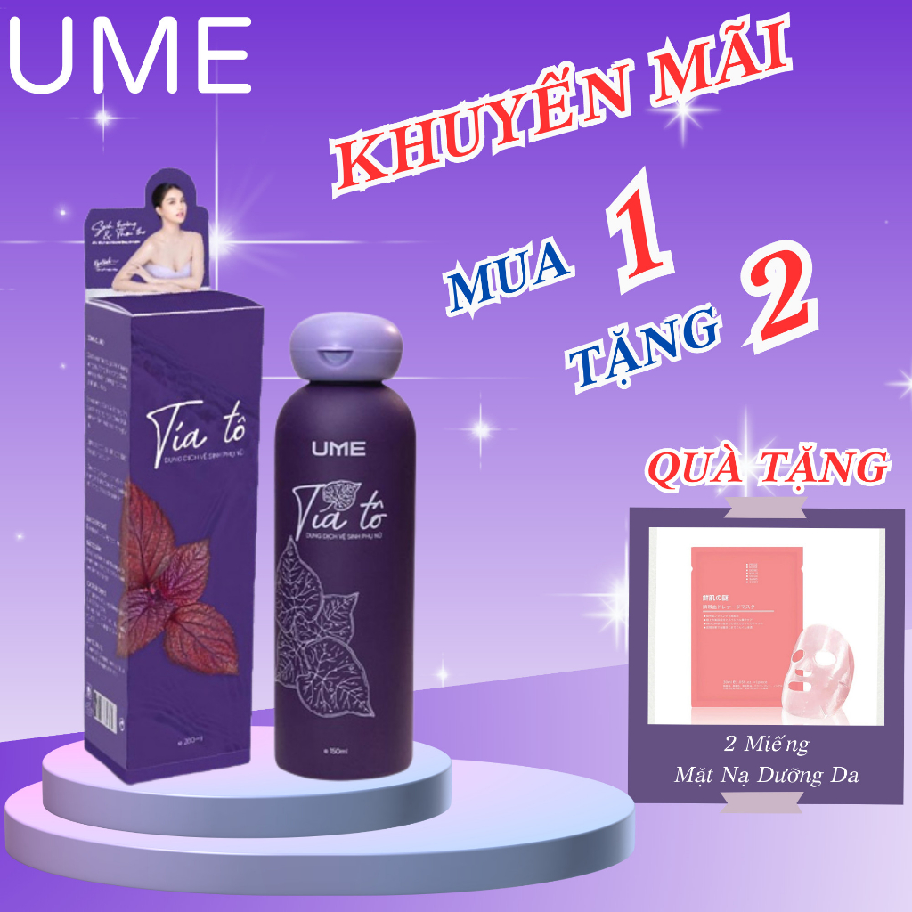 Dung Dịch Vệ Sinh Phụ Nữ Tía Tô Ume Ngọc Trinh (Tặng 2 Mặt Nạ Dưỡng Da)