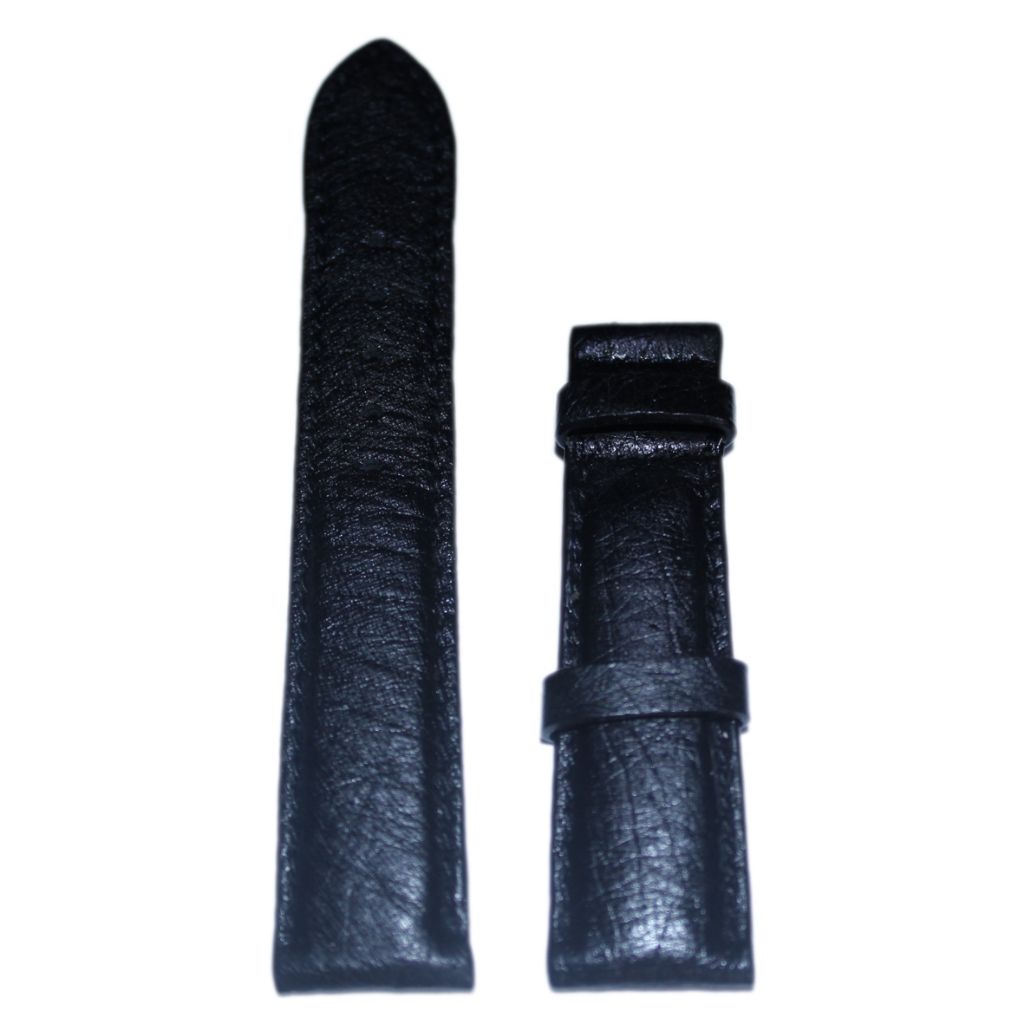 Dây đồng hồ Huy Hoàng da đà điểu da bụng size 16, 18, 20 màu đen HP8435