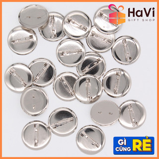 Cài áo đế tròn màu bạc kèm kim băng phụ kiện handmade